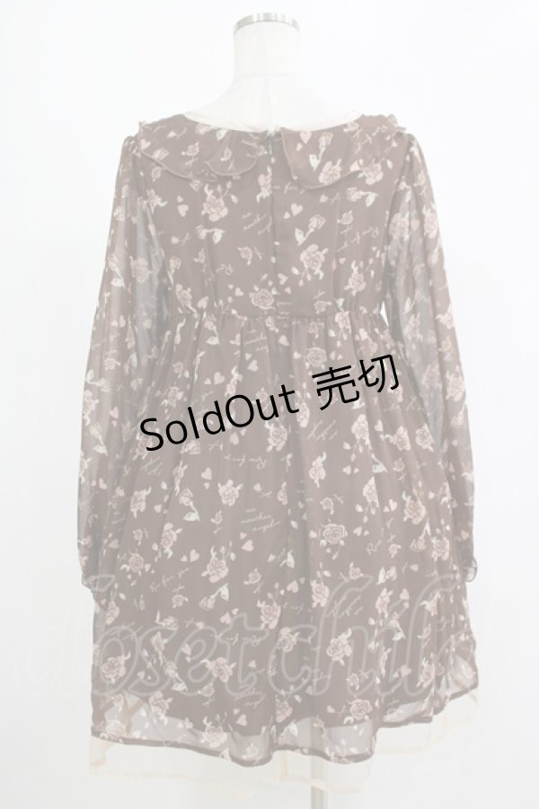 画像3: an another angelus / ローズプリントシフォンワンピース Free ブラウン H-25-11-06-036-CA-OP-NS-ZH (3)