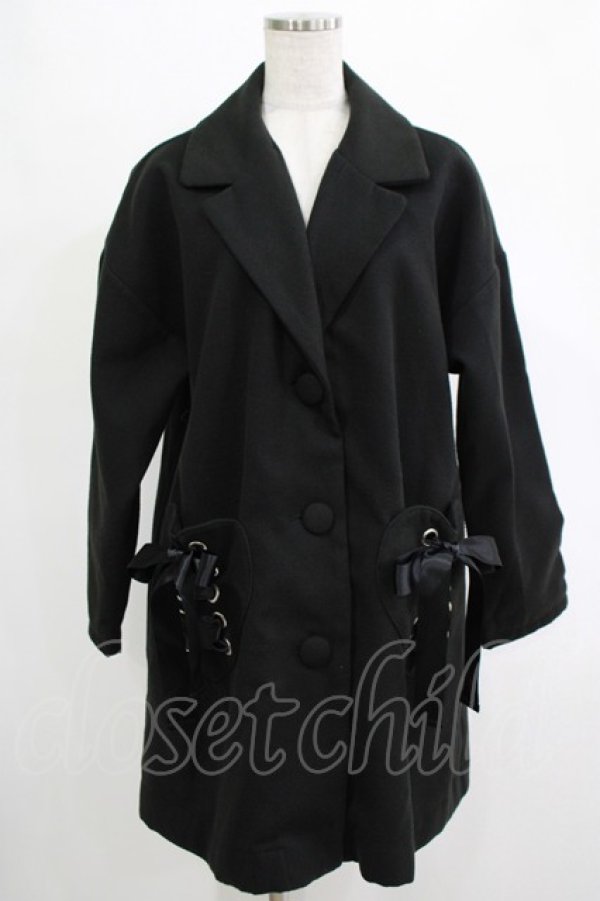 画像1: Ank Rouge / ハートポケットコート M ブラック H-25-11-06-044-CA-CO-NS-ZH (1)