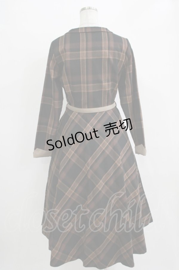 画像3: an another angelus / ダブルオープンカラーチェックワンピース Free BROWN H-25-11-06-004-CA-OP-NS-ZH (3)