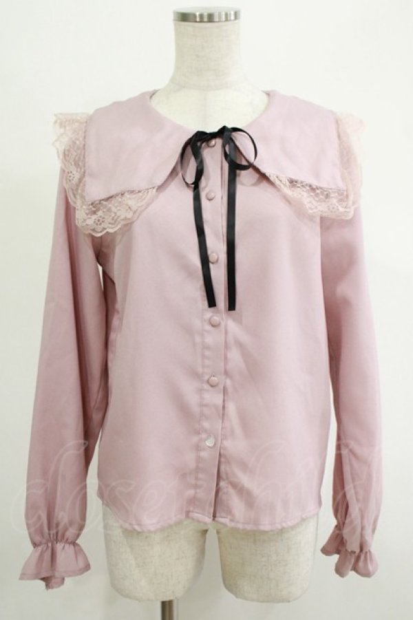 画像1: MA*RS / 編み上げセーラーブラウス Free ピンク H-25-11-06-050-EL-BL-NS-ZH (1)