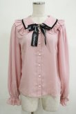 画像1: Ank Rouge / ビジューロゴリボンブラウス M ピンク H-25-11-06-052-CA-BL-NS-ZH (1)