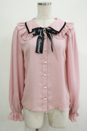 画像: Ank Rouge / ビジューロゴリボンブラウス M ピンク H-25-11-06-052-CA-BL-NS-ZH