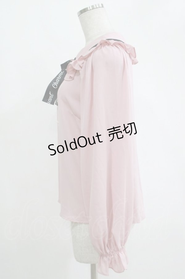 画像2: Ank Rouge / ビジューロゴリボンブラウス M ピンク H-25-11-06-052-CA-BL-NS-ZH (2)