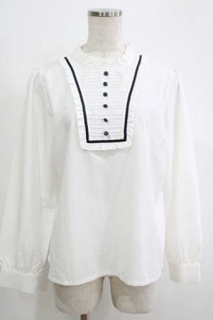 画像: F i.n.t / ピンタックヨーク配色ラインブラウス Free ホワイト H-25-11-06-054-CA-BL-NS-ZH