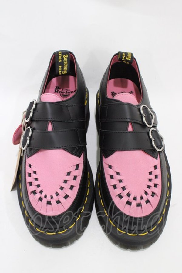 画像1: Dr.Martens （Getta Grip） / LAZY OAF BUCKLE CREEPER UK4(約23cm) ブラック×ピンク H-25-11-06-1001-PU-SH-KB-ZH (1)