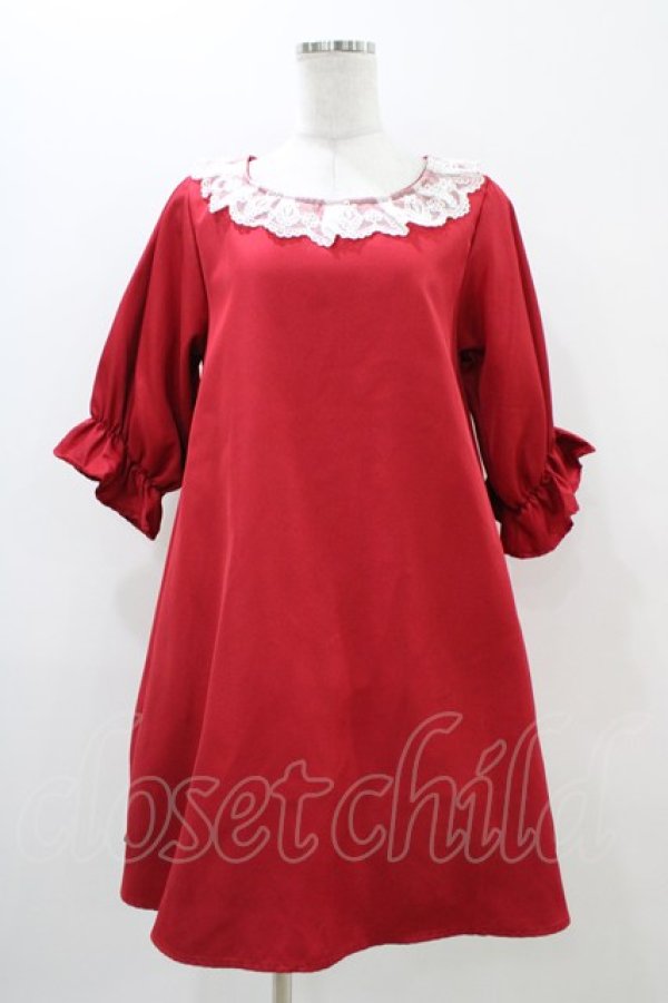 画像1: Drug Honey / パフスリーブワンピース  赤 H-25-11-06-1033-PU-OP-KB-ZH (1)