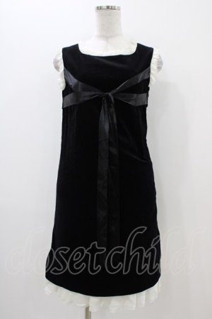 画像: Jane Marple / リボン別珍ノースリーブドレス  黒 H-25-11-06-1034-JM-OP-KB-ZH