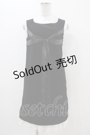 画像: Jane Marple / リボン別珍ノースリーブドレス  黒 H-25-11-06-1034-JM-OP-KB-ZH