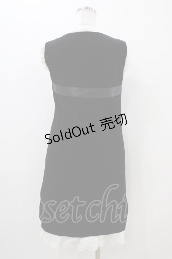 画像2: Jane Marple / リボン別珍ノースリーブドレス  黒 H-25-11-06-1034-JM-OP-KB-ZH (2)