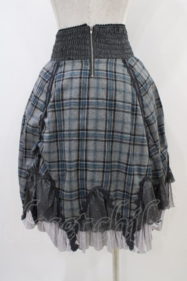 画像2: Ozz Croce / プリーツフリルチェックスカート  グレー H-25-11-06-1037-OO-SK-KB-ZH (2)