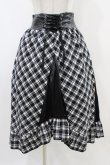 画像1: LISTEN FLAVOR / コルセット風切り替えレースアップスカート  ブラックチェック H-25-11-06-1038-PU-SK-KB-ZH (1)