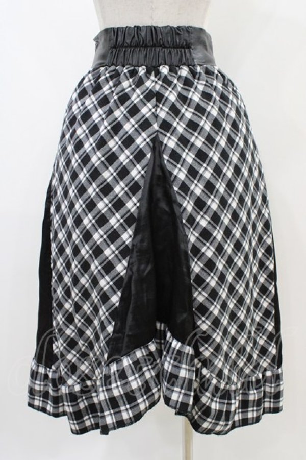 画像2: LISTEN FLAVOR / コルセット風切り替えレースアップスカート  ブラックチェック H-25-11-06-1038-PU-SK-KB-ZH (2)