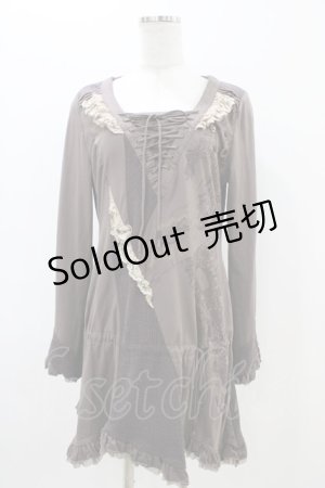 画像: OZZ ANGELO / 異素材切替チュニック  ブラウン H-25-11-06-1042-OO-TO-KB-ZH