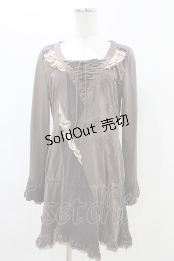 画像1: OZZ ANGELO / 異素材切替チュニック  ブラウン H-25-11-06-1042-OO-TO-KB-ZH (1)