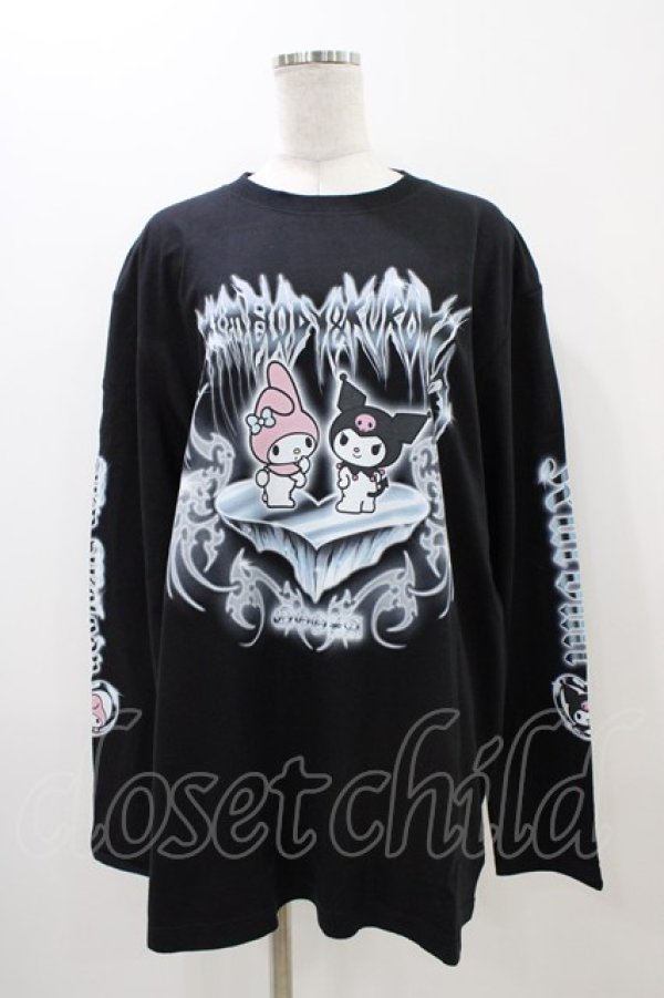 画像1: QOOZA / マイメロディ＆クロミコラボ L/S TEE  ブラック H-25-11-06-1047-0-TO-KB-ZH (1)