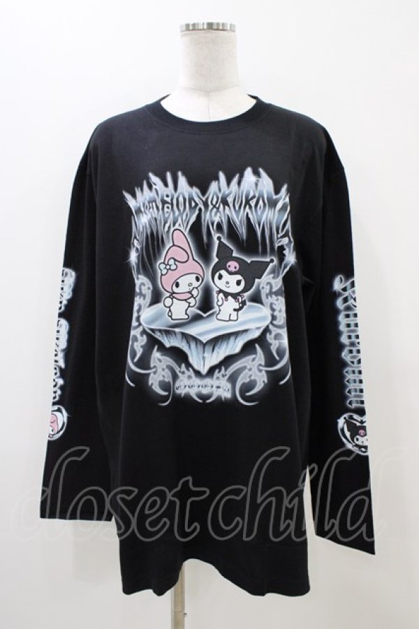 画像1: QOOZA / マイメロディ＆クロミコラボ L/S TEE  ブラック H-25-11-06-1050-0-TO-KB-ZH (1)