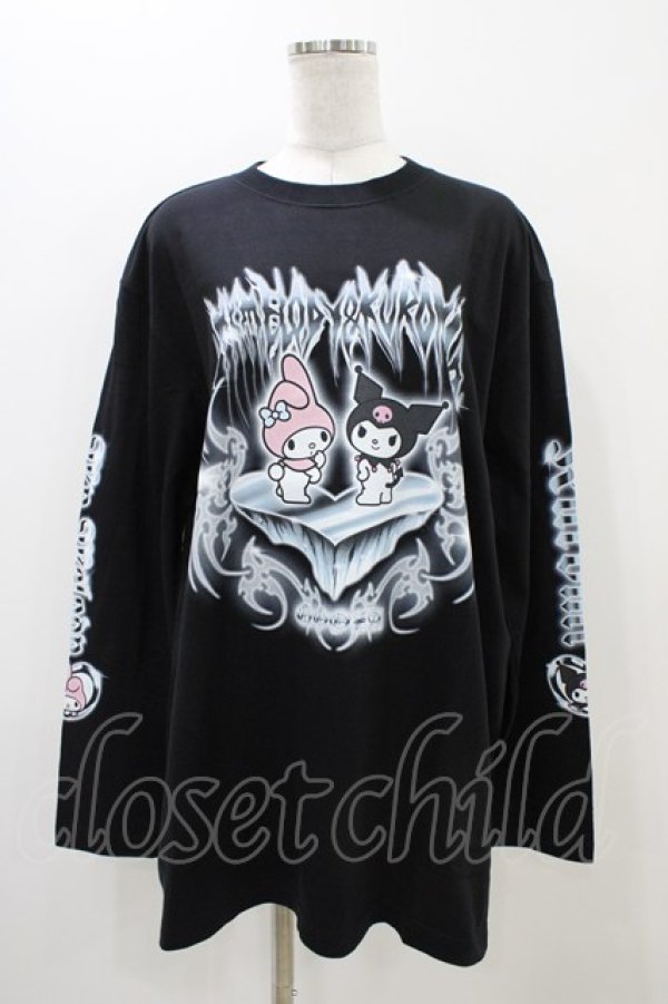 画像1: QOOZA / マイメロディ＆クロミコラボ L/S TEE  ブラック H-25-11-06-1053-0-TO-KB-ZH (1)