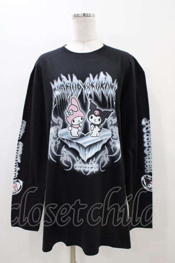 画像1: QOOZA / マイメロディ＆クロミコラボ L/S TEE  ブラック H-25-11-06-1054-0-TO-KB-ZH (1)