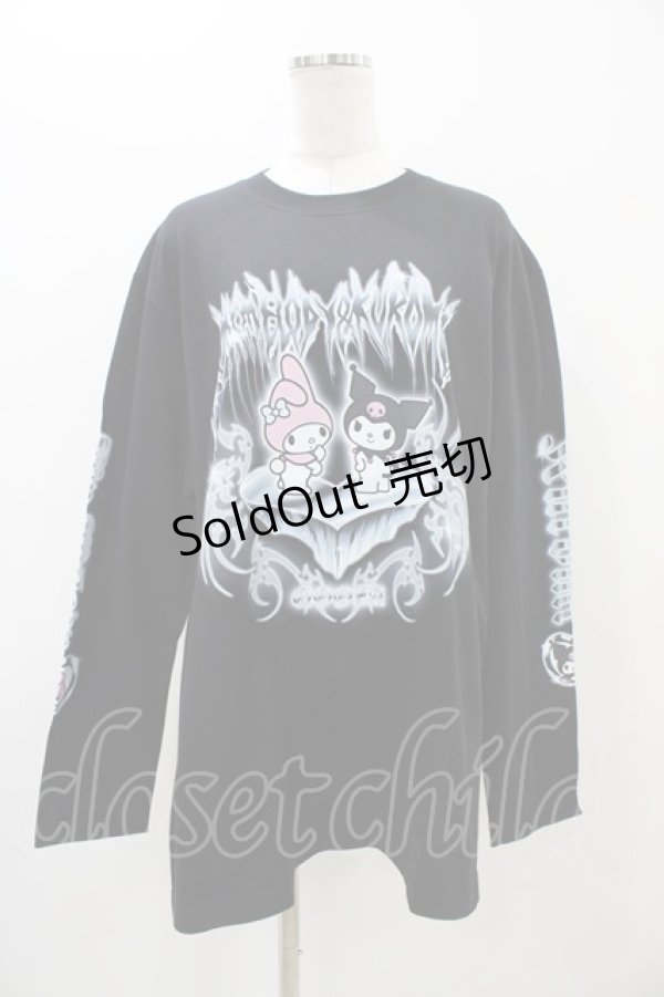 画像1: QOOZA / マイメロディ＆クロミコラボ L/S TEE  ブラック H-25-11-06-1055-0-TO-KB-ZH (1)