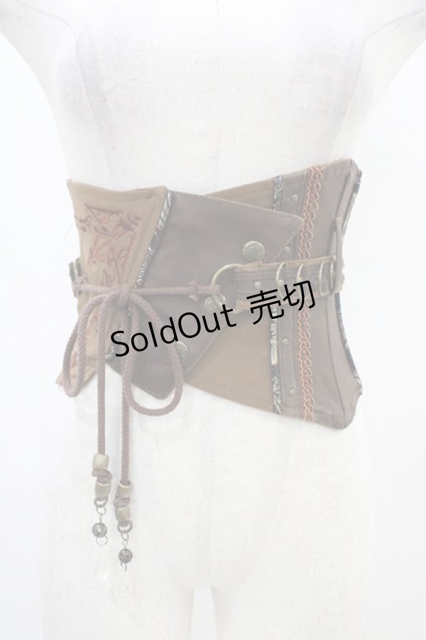 画像1: Ozz oneste / アシメデザインコルセット  茶 H-25-11-06-1006-OO-ZA-KB-ZH (1)