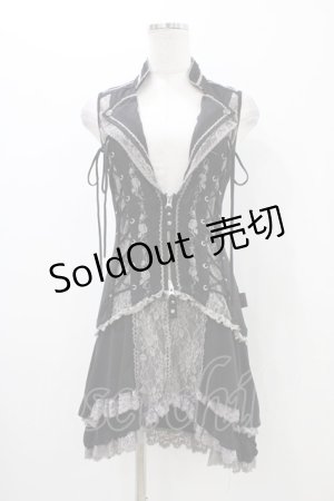 画像: Ozz Croce / 薔薇刺繍2Wayオーバーベスト  黒 H-25-11-06-1013-OO-TO-KB-ZH