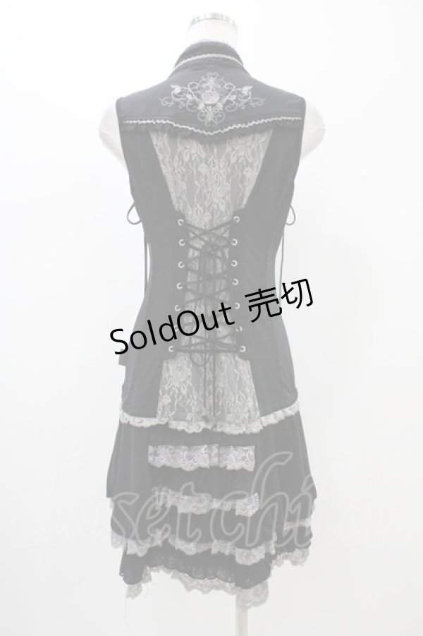 画像2: Ozz Croce / 薔薇刺繍2Wayオーバーベスト  黒 H-25-11-06-1013-OO-TO-KB-ZH (2)