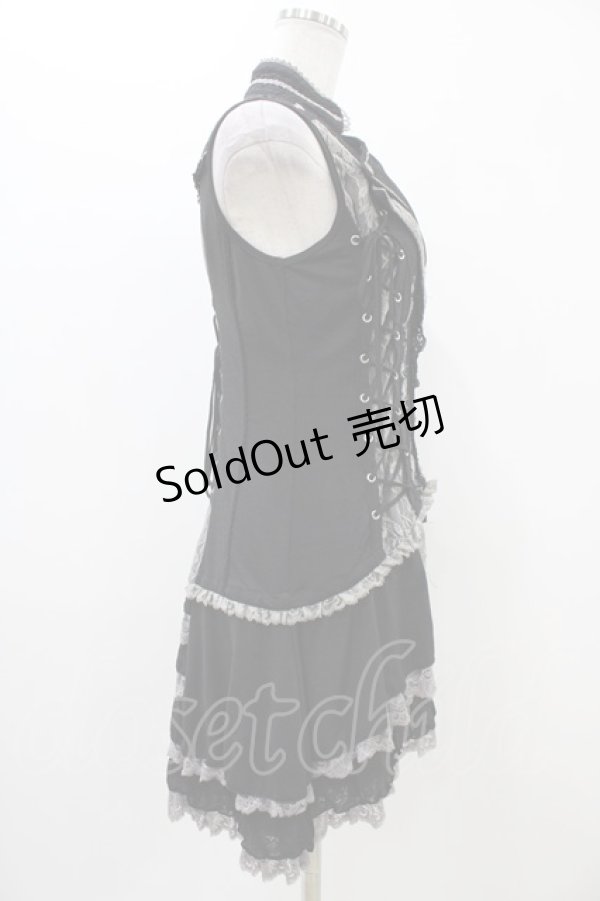 画像3: Ozz Croce / 薔薇刺繍2Wayオーバーベスト  黒 H-25-11-06-1013-OO-TO-KB-ZH (3)