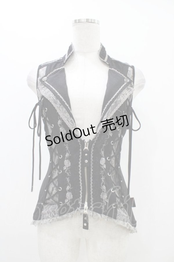 画像4: Ozz Croce / 薔薇刺繍2Wayオーバーベスト  黒 H-25-11-06-1013-OO-TO-KB-ZH (4)