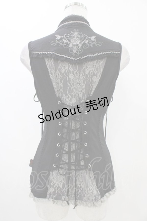 画像5: Ozz Croce / 薔薇刺繍2Wayオーバーベスト  黒 H-25-11-06-1013-OO-TO-KB-ZH (5)