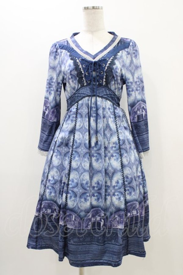 画像1: OZZ ANGELO / 宗教画プリントワンピース  ブルー H-25-11-06-1020-OO-OP-KB-ZH (1)