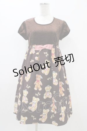 画像: Emily Temple cute / MILKY TEDDYパフスリーブワンピース  ブラウン H-25-11-06-1022-ET-OP-KB-ZH