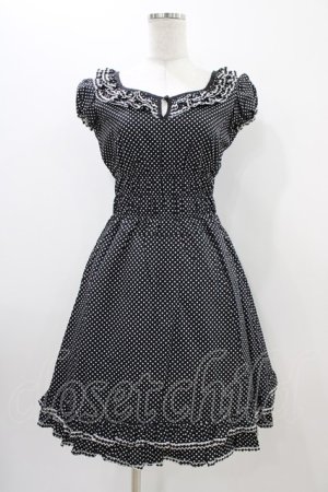 画像: MILK / ドットシャーリングフリルワンピース  黒 H-25-11-06-1023-ML-OP-KB-ZH