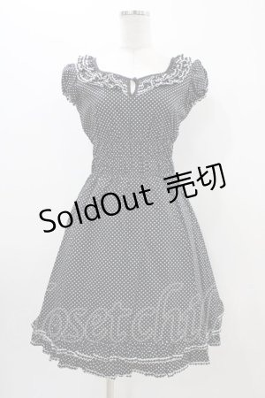 画像: 【SALE】MILK / ドットシャーリングフリルワンピース  黒 H-25-11-06-1023-ML-OP-KB-ZT483