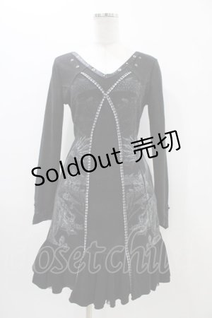 画像: Ozz Croce / 龍プリントニットソーワンピース  黒 H-25-11-06-1024-OO-OP-KB-ZH