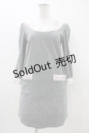画像: MILK / LADY STYLEワンピ  グレー×ピンク H-25-11-06-1028-ML-OP-KB-ZH