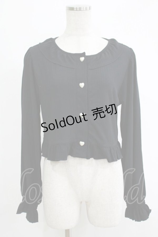 画像1: FLC / 星名桜子/フリルテレコカーディガン L ブラック H-25-11-06-062-LO-TO-NS-ZH (1)