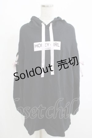 画像: Honey Cinnamon / レースアップパーカーワンピース M ブラック H-25-11-06-069-LO-OP-NS-ZH