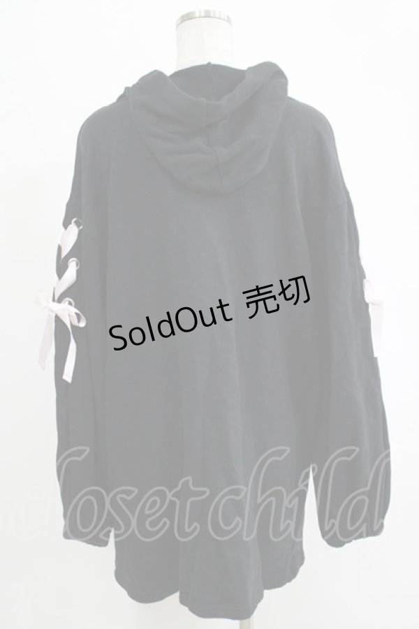 画像3: Honey Cinnamon / レースアップパーカーワンピース M ブラック H-25-11-06-069-LO-OP-NS-ZH (3)