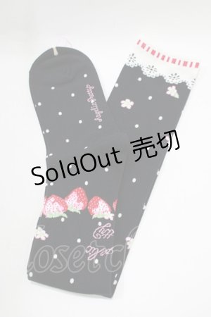 画像: Angelic Pretty / Little Bunny Strawberryオーバーニー  ブラック H-25-11-06-077-AP-AC-NS-ZH