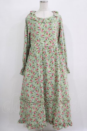 画像: FLC / 星名桜子/花柄フリルワンピース L ミント H-25-11-06-010-LO-OP-NS-ZH