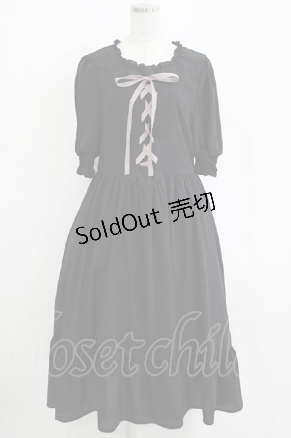 画像1: m petit by misako / AMレースアップワンピース LL ブラック H-25-11-06-012-LO-OP-NS-ZH (1)