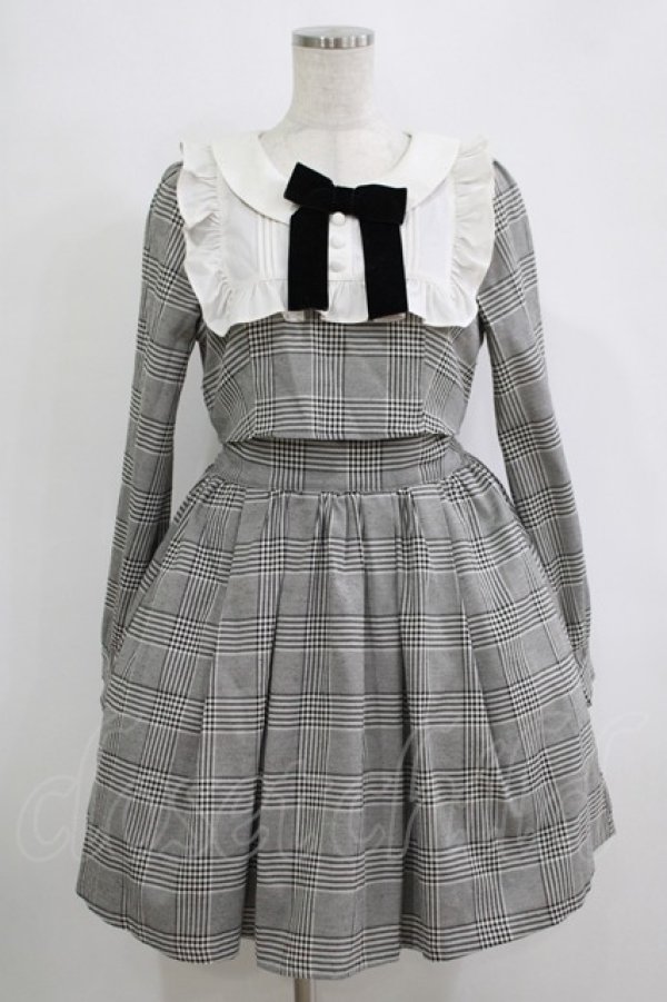 画像1: Ank Rouge / チェック柄ヨークフリルSET/UPワンピース M ブラック H-25-11-06-021-CA-OP-NS-ZH (1)