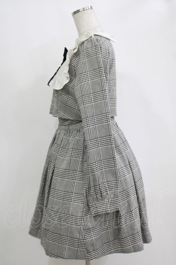 画像2: Ank Rouge / チェック柄ヨークフリルSET/UPワンピース M ブラック H-25-11-06-021-CA-OP-NS-ZH (2)
