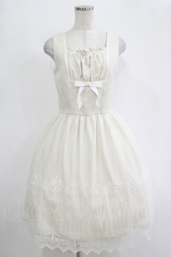 画像1: Moi-meme-Moitie / 燭台エンブレムゲートジャンパースカート  アイボリー×オフホワイト H-25-11-07-001-MO-OP-KB-ZH (1)