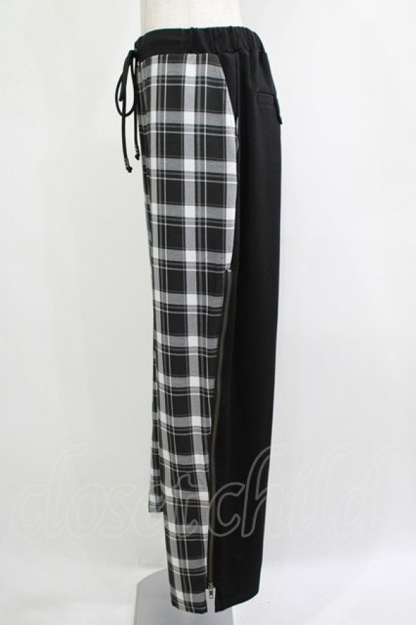 画像2: Ozz conte / チェック切替サイドジップパンツ  黒 H-25-11-07-027-OO-PA-KB-ZH (2)