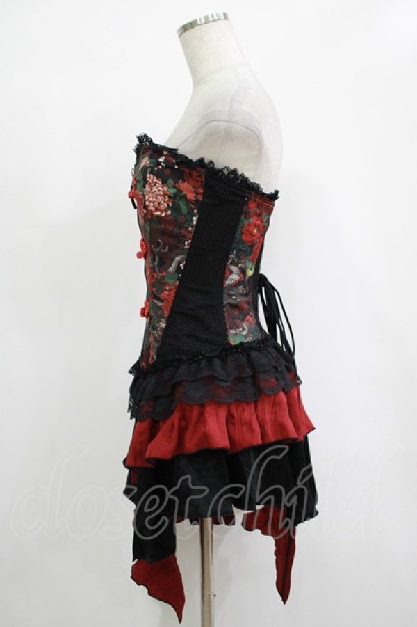 画像2: Qutie Frash / オーバーバストコルセット  黒×赤 H-25-11-07-029-QU-TO-KB-ZH (2)