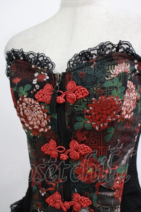 画像4: Qutie Frash / オーバーバストコルセット  黒×赤 H-25-11-07-029-QU-TO-KB-ZH (4)