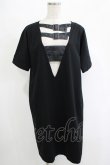 画像1: Na+H / バックベルト半袖ワンピース  黒 H-25-11-07-032-PU-OP-KB-ZH (1)