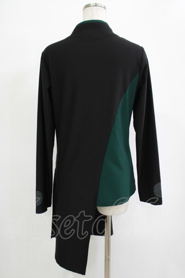 画像3: Qutie Frash / チャイナアシメカットソー  黒×緑 H-25-11-07-034-QU-TO-KB-ZH (3)