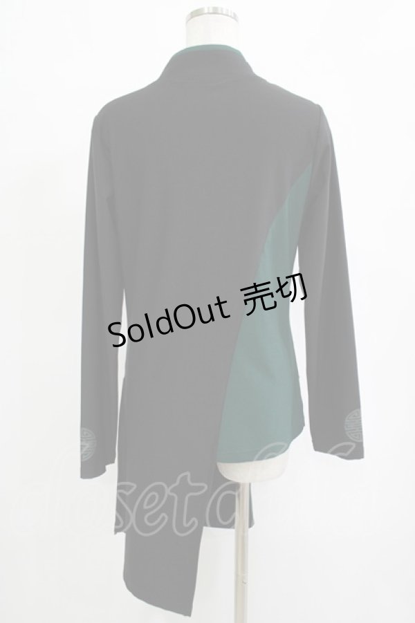 画像3: Qutie Frash / チャイナアシメカットソー  黒×緑 H-25-11-07-034-QU-TO-KB-ZH (3)